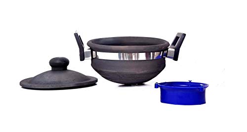 Clay Black Handi Kadhai Pot (1 Liter)
