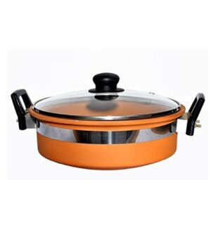 Clay Kadai Mitti Kadai, with Lid and Handle, Clay Terracotta Kadai (3 Litre Large Size)
