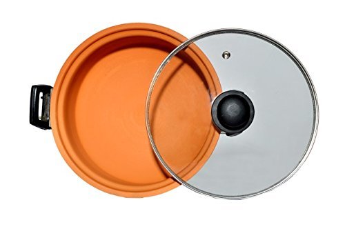 Clay Kadai Mitti Kadai, with Lid and Handle, Clay Terracotta Kadai (3 Litre Large Size)