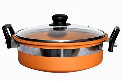 Combo Pack of Clay Kadai 3 Litre, 1 Litre Frying Pan and 9 inch Clay Tawa, Earthenware Clay Pots for Cooking and Serving (Pack of 3) Brown