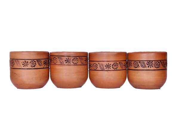 Handmade Clay Glasses (Brown) – Pack of 4