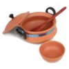 Handi for Cooking and Serving with Lid Serving Bowl Wooden Spatula Combo