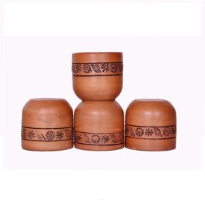 Handmade Clay Glasses (Brown) – Pack of 4