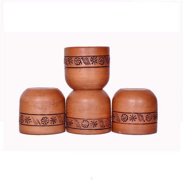 Handmade Clay Glasses (Brown) – Pack of 4