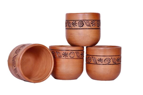Handmade Clay Glasses (Brown) – Pack of 4