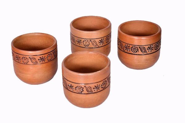 Handmade Clay Glasses (Brown) – Pack of 4